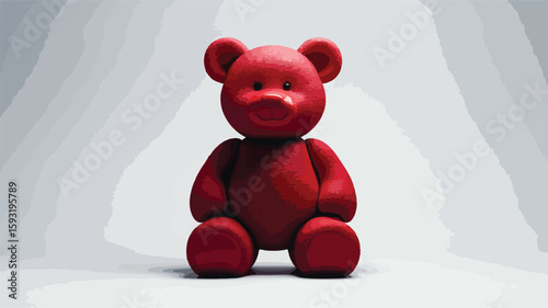 Red Teddy Bear Illustration Toy Centered