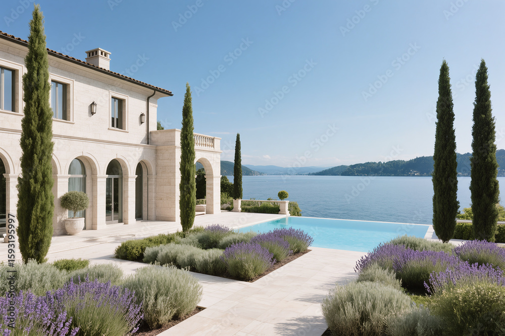 Naklejka premium Sustainable Architecture with Nature-Focused Design and Warm Tones