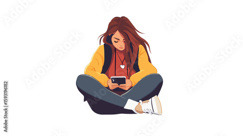 Teen girl cyberbullying illustration concept
