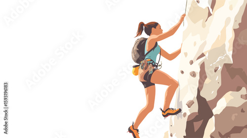 Teenage Girl Climbing in Outdoor Adventure