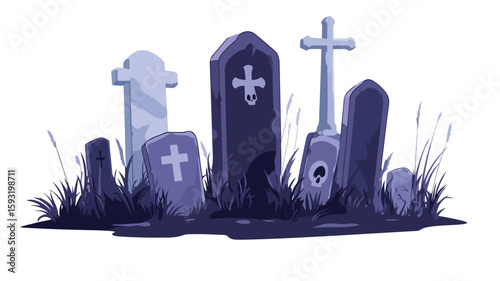 Isolated Cemetery Tombstone Composition