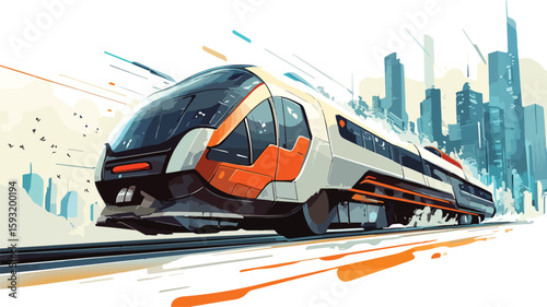 Transportation Concept Cartoon Illustration Centered View