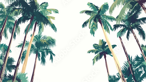 Cartoon Tropical Palm Trees Illustration