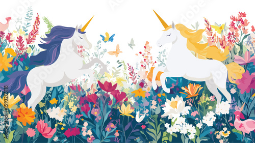 Enchanting Unicorn Floral Background Design