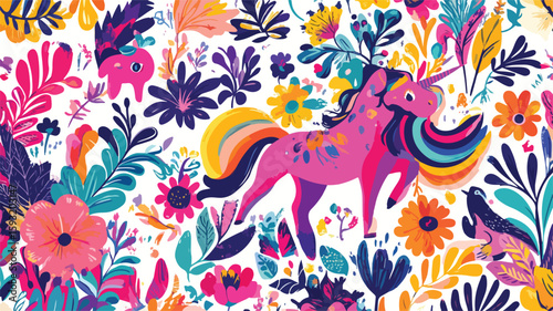 Whimsical Unicorn and Rainbow Pattern
