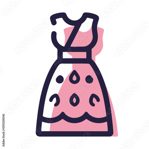 Minimalistic pulsar icon of traditional Navratri attire with embroidered details, garnet and black colors on white background, concept of cultural celebration and fashion.