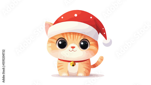 Festive Cat Character in Santa Hat