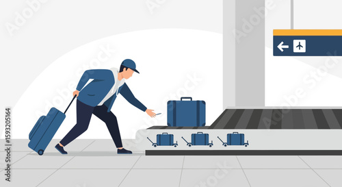 Arrival At Airport And Claiming Luggage Conveyor Belt Journey