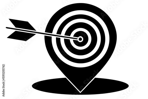 Aiming for success, the dart hits the red center of the target, symbolizing business goal achievement and accuracy