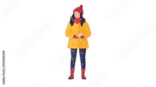 Female Weather Reporter in Snowy Environment