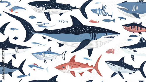 Sea creatures seamless vector pattern