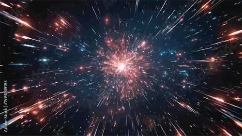 Colorful Fireworks Display Celebration Wide Angle