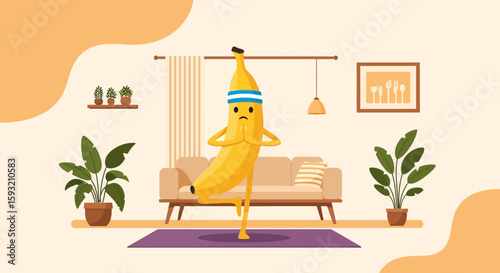 Banana Doing Yoga In Room A Blend Of Health Humor And Serenity