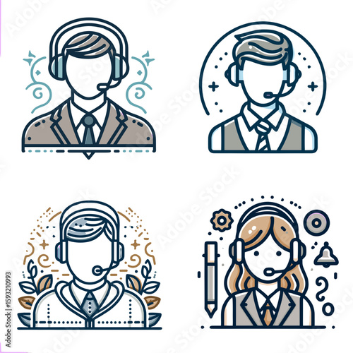 Student with headset in various styles and modern designs  