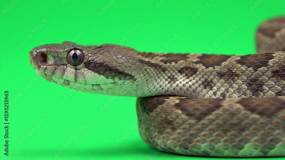 3D Sumatran Pit Viper Trimeresurus Sumatranus Isolated on Green Screen Showcasing Detailed Scales and Patterns for Production 3D Sumatran Pit Viper Trimeresurus Sumatranus Isolated on Green Screen Showcasing Detailed Scales and Patterns for Production