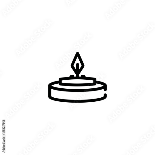 Burning candle emits light within quiet serene ambiance minimalism