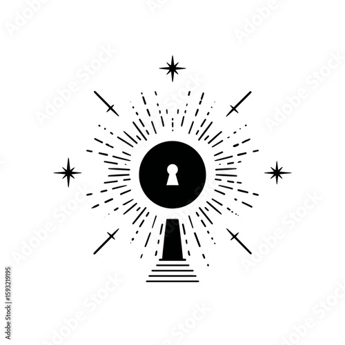 Abstract key unlocks entrance in bursty stellar monochrome design