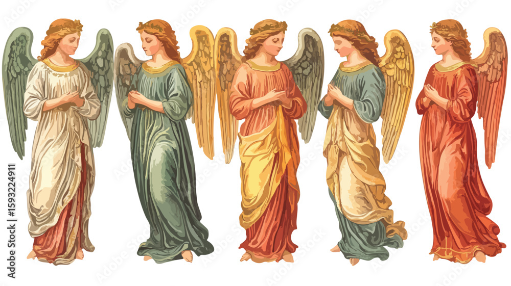 Fototapeta premium Vintage Angel Painting Element Set