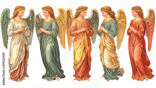 Vintage Angel Painting Element Set