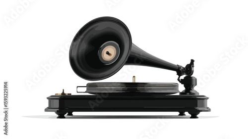 Vintage Gramophone Technology Wide Angle View
