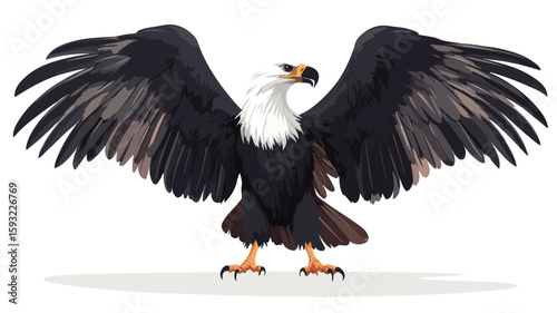 Cartoon Vulture Eagle Wide Angle Illustration