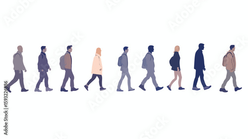 Walking People Cut Out Elements Set