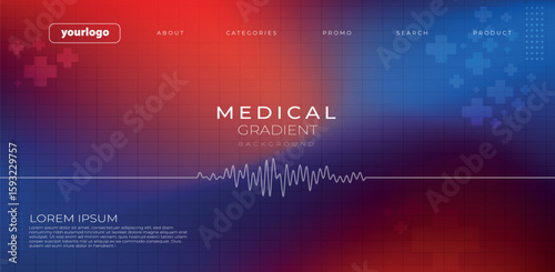 Modern medical background with waveform graphic and cross elements ideal for health presentations