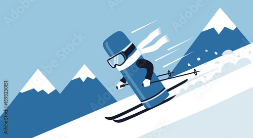 Lip Balm Having Fun During a Skiing Adventure in the Mountains on Winter Day