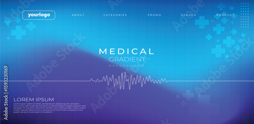 Modern medical background with waveform graphic and cross elements ideal for health presentations