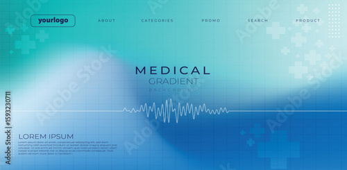 Modern medical background with waveform graphic and cross elements ideal for health presentations