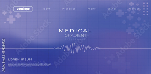 Modern medical background with waveform graphic and cross elements ideal for health presentations