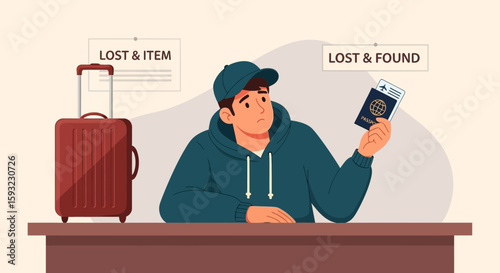 Lost Belongings Travel Frustration Person With Missing Passport And Luggage