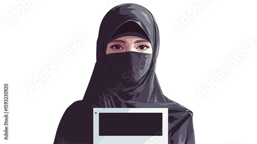 Islamic Woman in Niqab Standing Strong