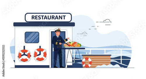 Luxury Cruise Dining Experience With Captain Presenting Fresh Seafood Dishes