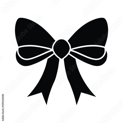 Elegant silhouette of a large decorative ribbon bow with generous wide loops and tails