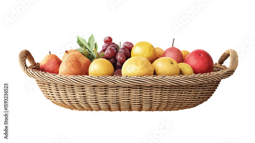Fruit Basket Illustration on White Background