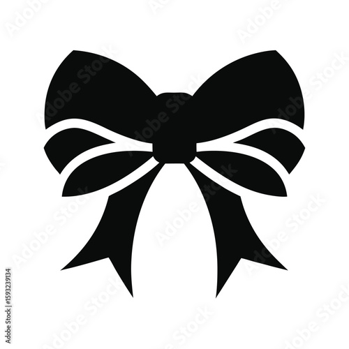 Elegant silhouette of a decorative ribbon bow with intricate layered loops and detailed folds