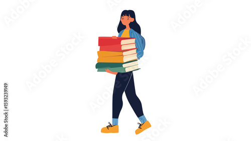 Professional Woman Holding Books Illustration