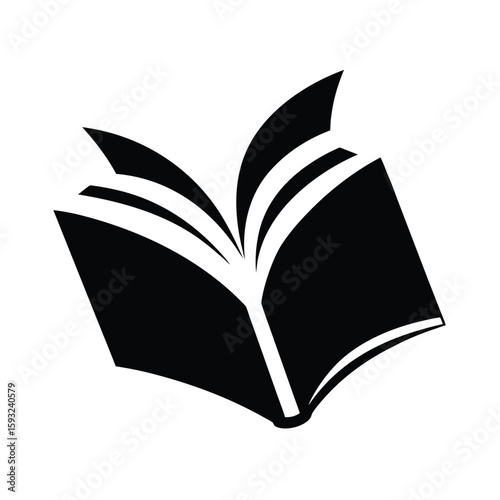 Elegant silhouette of an open book with a single page gently lifted for reading