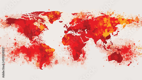Red Splattered Topography World Map