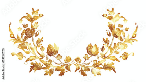 Elegant Watercolor Botanical Gold Wreath Ornament