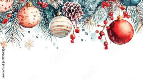 Festive Holiday Watercolor Clipart Decoration