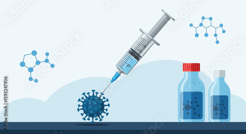 Innovative Vaccine Development With Syringe And Corona Virus Treatment Research