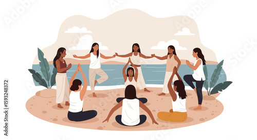 Empowering Women Gathering In Nature For Meditation And Wellness Practices