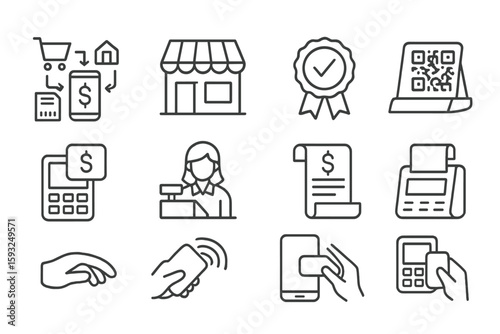 Finance, retail line icon set. payment, transaction icons line collection