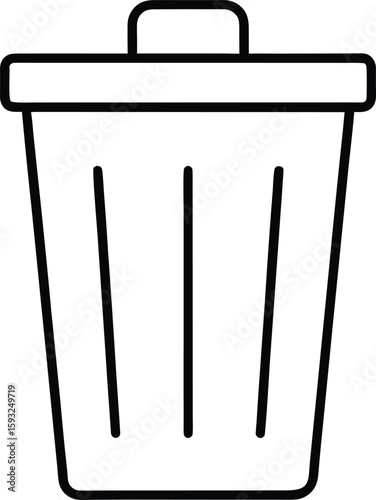 trashcan icon vector line art on transparent background
