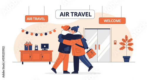 Joyful Reunion Airport Celebrating Holiday Season With Air Travel