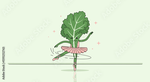 Kale Ballerina In A Pink Tutu Dancing With Grace And A Healthy Lifestyle