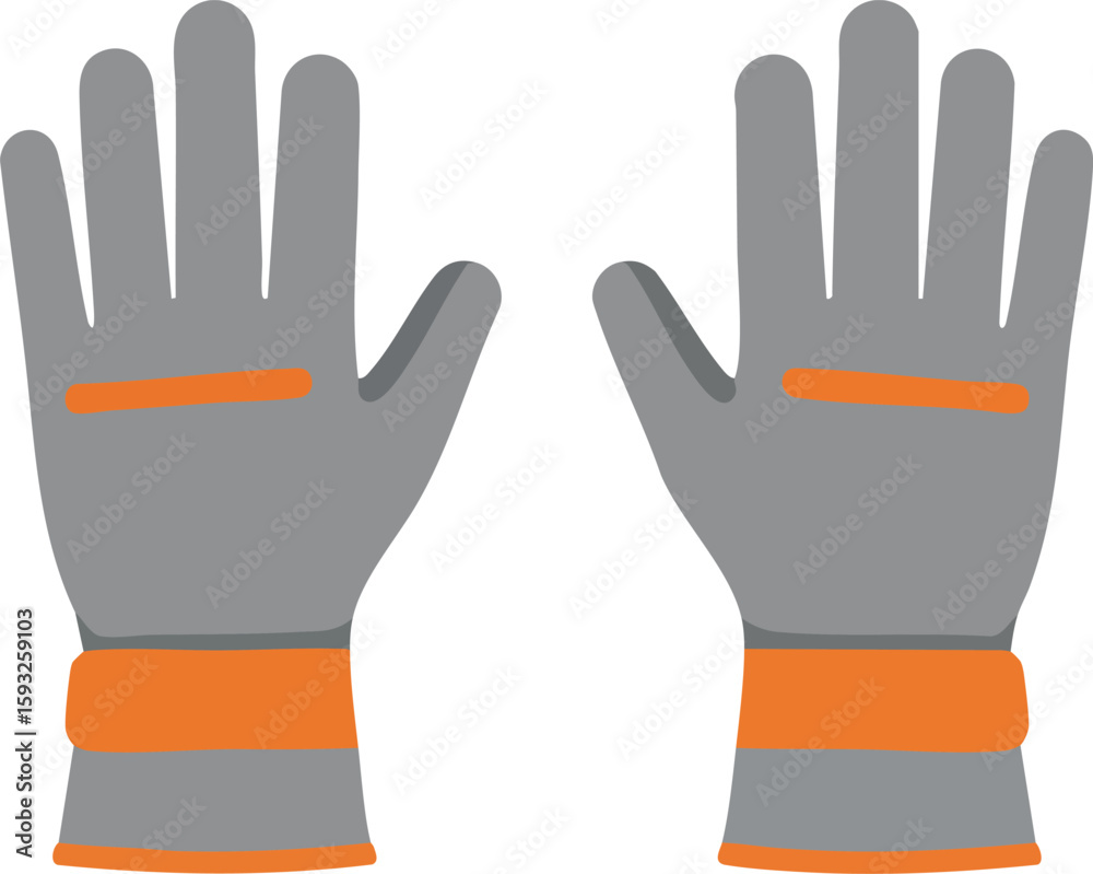 Obraz premium Work gloves vector illustration with orange accents for safety and protection in manual labor and construction tasks