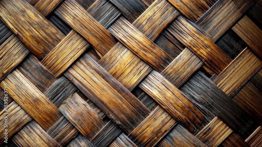 Weaved Texture: A close-up shot of expertly woven wooden textures that showcases the interplay of light and shadow, creating a visually captivating and tactile feel.